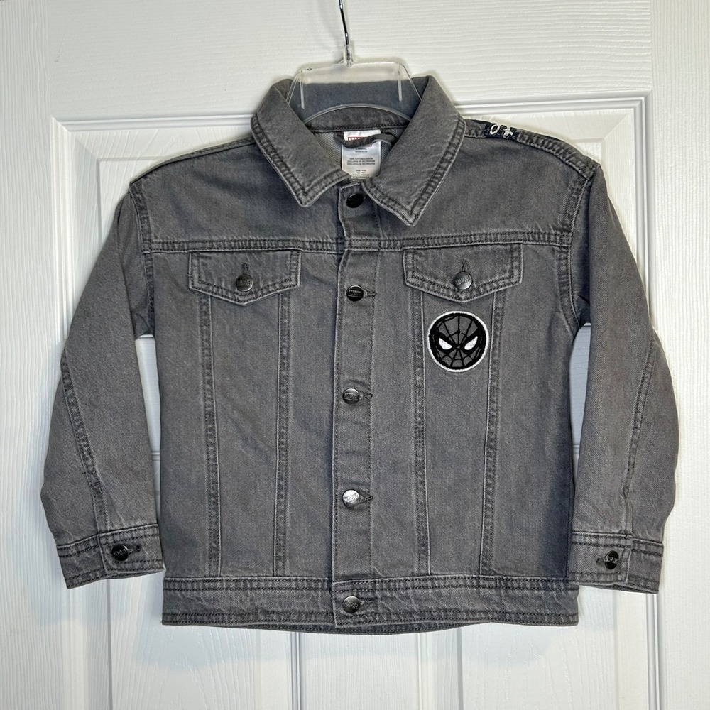 Marvel Spider-Man Denim Jacket Kids Size 6 Grey The Amazing Spider-Man Graphic